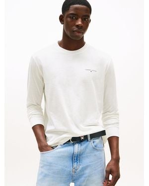 Tommy Hilfiger Linear Logo Slim Long-sleeve T-shirt - White