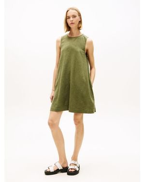 chinese dress ladies Lina Tomei Women's Linen Palm Print Shift Dress | L UK14