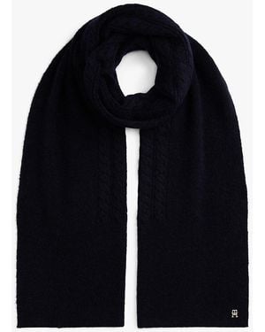 Tommy Hilfiger Chic Cable Knit Fluffy Scarf - Black