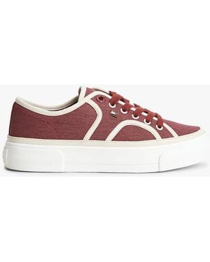 Tommy Hilfiger Contrast Piping Canvas Platform Trainers - Multicolour