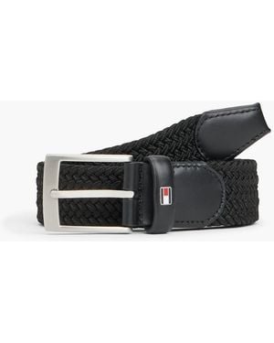 Tommy Hilfiger Adan Tonal Braided Elastic Webbing Belt - Black