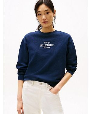 Tommy Hilfiger Sudadera Con Logo Bordado - Azul