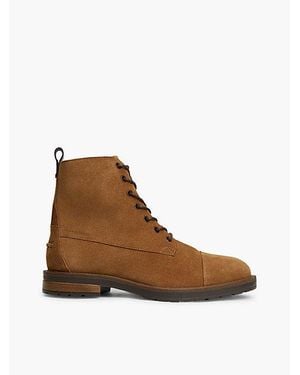 Tommy Hilfiger Suede Cleat Lace Up Boots - Brown
