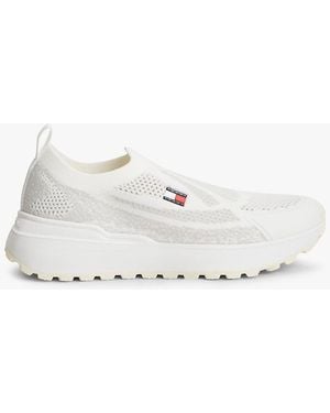 Tommy Hilfiger Logo Knit Cleat Slip-On Trainers - White
