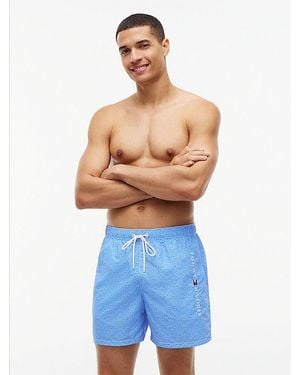 Tommy Hilfiger Original Medium Lange Zwemshort Met Print - Blauw