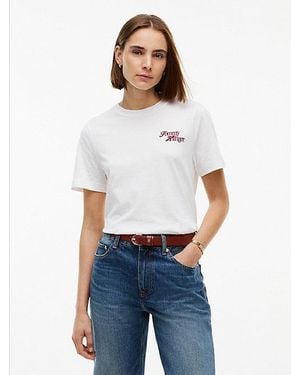 Tommy Hilfiger Logo Jersey Crew Neck T-Shirt - White