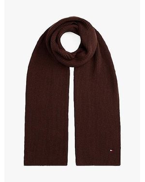 Tommy Hilfiger Hilfiger Flag Geribde Sjaal Met Borduursel - Bruin