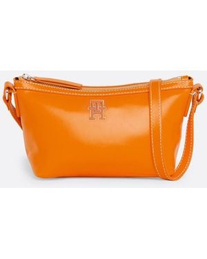 Tommy Hilfiger Th Monoplay Small Leather Crossover Bag - Natural