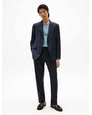 Tommy Hilfiger Fein Karierter Anzug Aus Wollmix - Blau