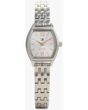 Tommy Hilfiger Square Dial Stainless Steel Chain-Link Watch - White