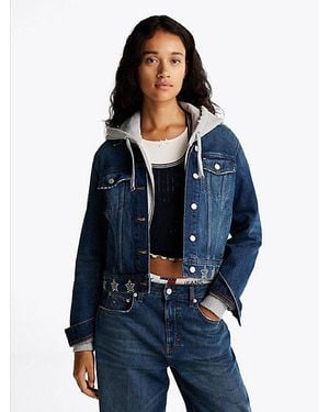 Tommy Hilfiger Trucker-Jeansjacke Mit Metallic-Nieten - Blau