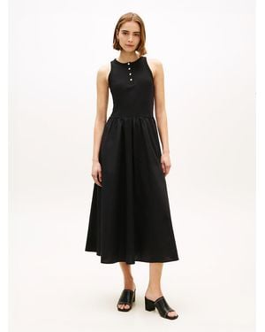 Tommy Hilfiger Tone Button Sleeveless Maxi Dress - Black