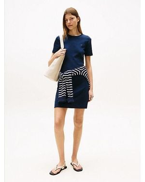 Tommy Hilfiger Minivestido Camiseta De Corte Slim - Azul
