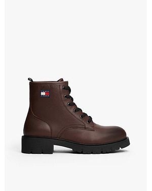 Tommy Hilfiger Leather Cleat Lace-up Ankle Boots - Brown