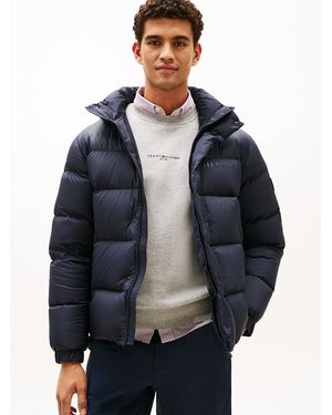 Tommy Hilfiger Water Repellent Down Hooded Puffer Jacket - Blue