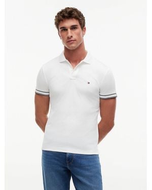 Tommy Hilfiger Slim Fit Fluid Cotton Polo Shirt - White
