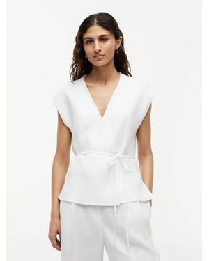 Tommy Hilfiger Linen Blend Tie Wrap Waistcoat - White