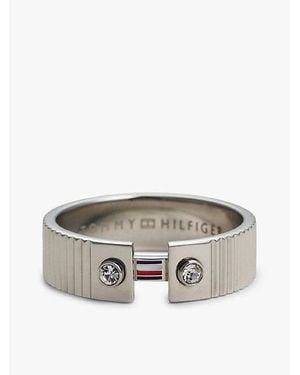 Tommy Hilfiger Ring Met Streeptextuur - Grijs
