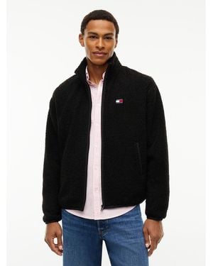 Tommy Hilfiger Badge Teddy Relaxed Zip-Thru Sweatshirt - Black