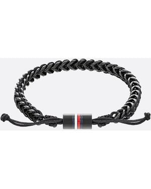 Tommy Hilfiger Black Braided Ionic-plated Steel Bracelet