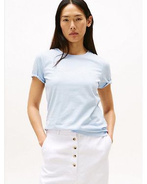 Tommy Hilfiger Camiseta Con Cuello Redondo Y Logo Bordado - Blanco