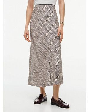 Tommy Hilfiger Falda Midi De Satén - Marrón