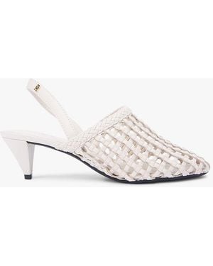 Tommy Hilfiger Woven Pointed Toe Slingback Heels - White