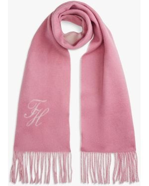 Tommy Hilfiger Pure Wool Logo Fringe Scarf - Pink