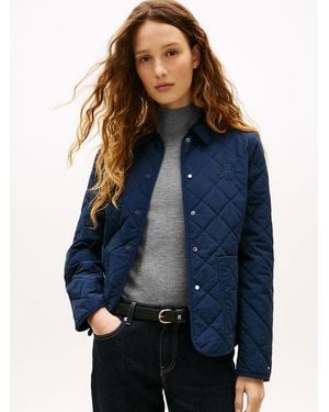 Tommy Hilfiger Crest Embroidery Padded Quilted Slim Jacket - Blue