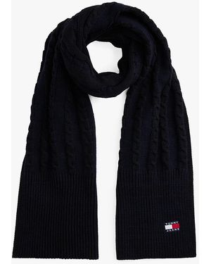 Tommy Hilfiger Heritage Logo Cable Knit Scarf - Black