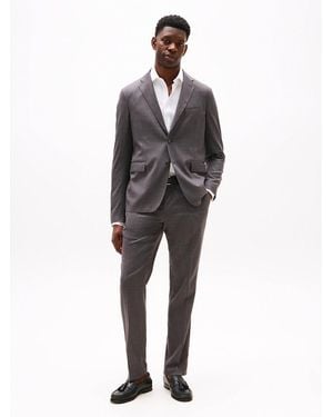 Tommy Hilfiger Textured Single Breasted Suit - Grey