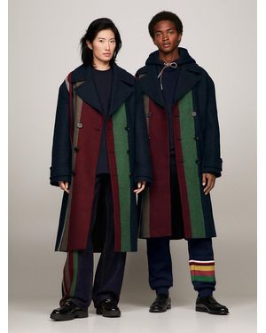 Tommy Hilfiger Tommy X Pendleton New York Stripe Oversized Peacoat - Blue