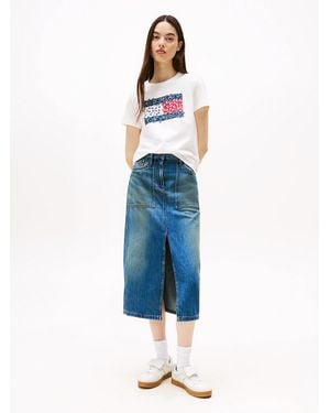 Tommy Hilfiger Jupe Midi Claire En Denim Utilitaire - Bleu