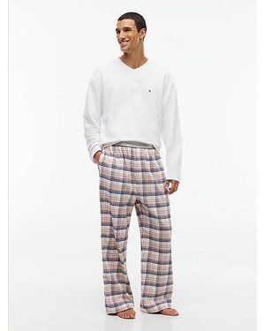 Tommy Hilfiger Pijama Signature De Rizo Con Cuello Henley - Gris