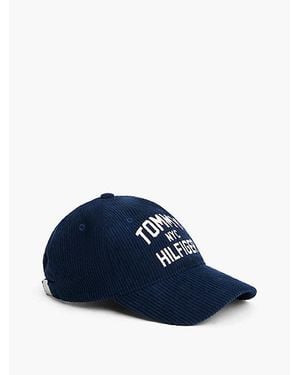 Tommy Hilfiger Gorra De Béisbol De Pana Con Logo Bordado De Niños - Azul