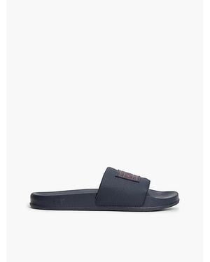 Tommy Hilfiger Logo Patch Contoured Footbed Pool Slides - Blue