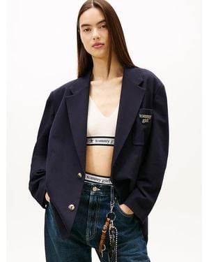 Tommy Hilfiger Tommy Girl Logo Oversized Fit Jersey Blazer - Blue