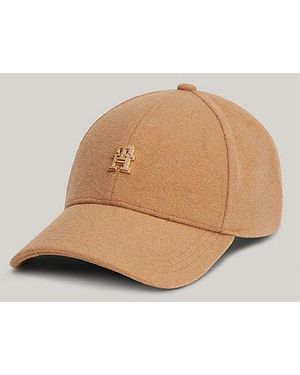 Tommy Hilfiger Baseballpet Van Wolmix Met Th-monogram - Naturel