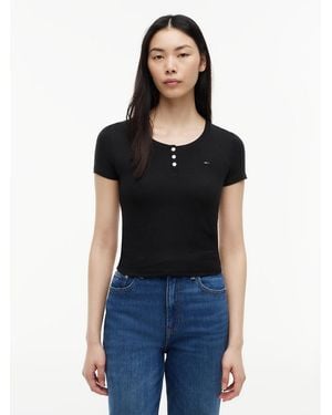 Tommy Hilfiger Slim Henley T-Shirt - Black