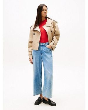 Tommy Hilfiger Vaqueros Tobilleros De Pernera Ancha Y Talle Alto - Azul