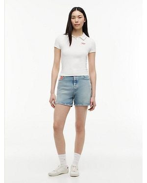 Tommy Hilfiger Pantalón Vaquero Corto Mom De Talle Medio - Azul