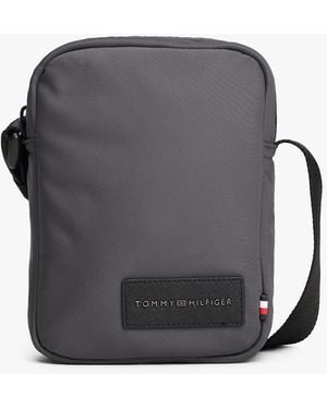 Tommy Hilfiger Textile Logo Patch Crossbody Reporter Bag - Grey