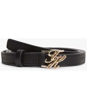 Tommy Hilfiger Logo Plaque Buckle Leather Belt - White