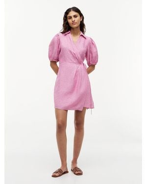 Tommy Hilfiger Pure Linen Relaxed Mini Wrap Dress - Pink