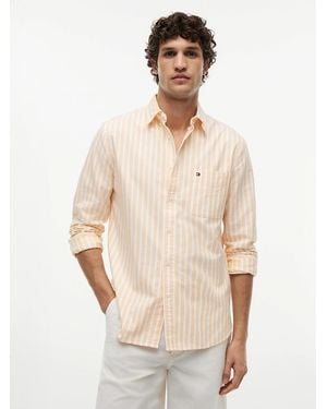 Tommy Hilfiger Regular Fit Stripe Oxford Shirt - Natural