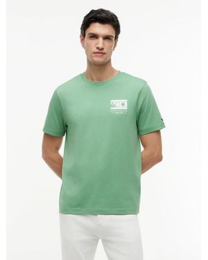 Tommy Hilfiger Logo Graphic Jersey Crew Neck T-Shirt - Green