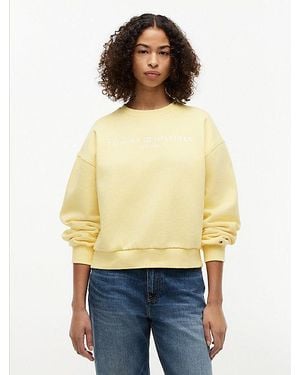 Tommy Hilfiger Relaxed Fit Fleece-Pullover Mit Logo - Natur