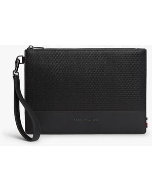 Tommy Hilfiger Metal Logo Woven Pouch - Black