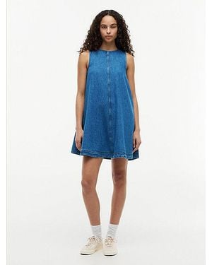 Tommy Hilfiger Mouwloze Chambray A-Line Mini-Jurk - Blauw