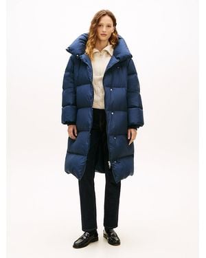 Tommy Hilfiger Water Repellent Down Longline Wrap Coat - Blue